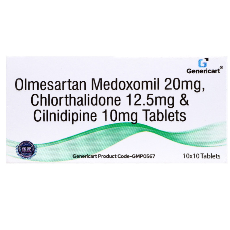 Olmesartan 20 Mg+ Cilnidipine 10 Mg + Chlorthalidone 12.5 Mg Tablet