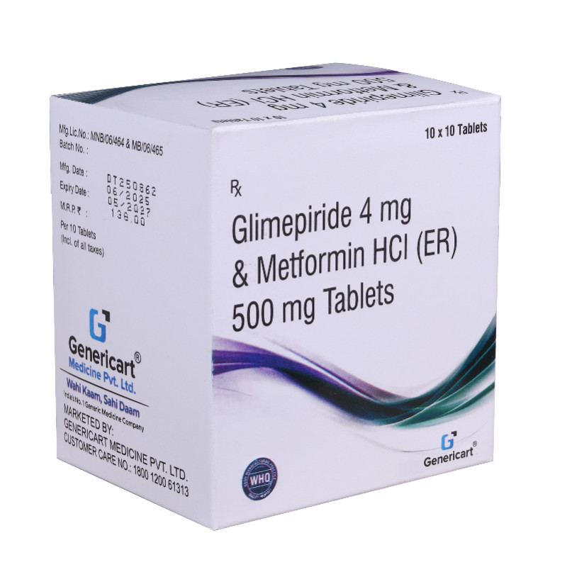 Glimepiride 4 Mg + Metformin Hydrochloride 500 Mg Sr