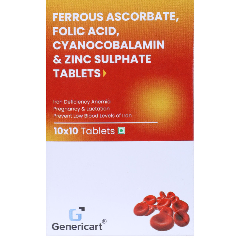 Ferrous Ascorbate 100 Mg + Folic Acid 1.5 Mg + Cyanocobalamin 15 Mcg + Zinc Sulfate 61.8 Mg
