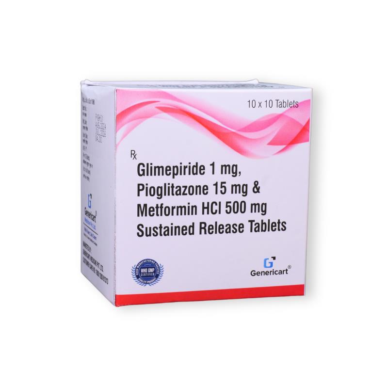 GLIMEPIRIDE 1 MG + PIOGLITAZONE 15 MG + METFORMIN HYDROCHLORIDE  500 MG SR