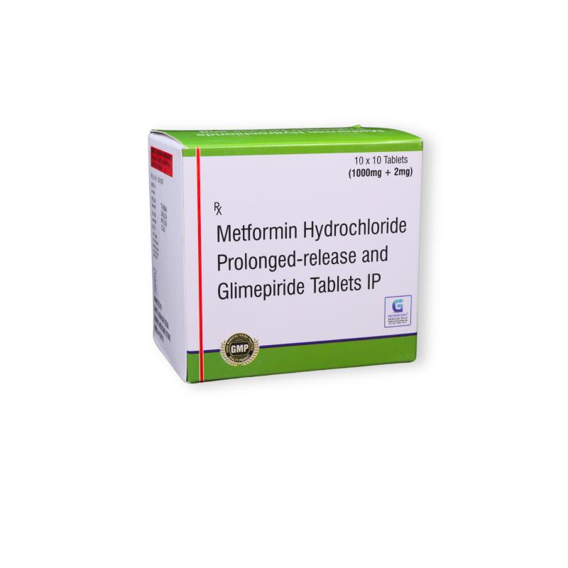 Glimepiride 2 Mg + Metformin Hydrochloride 1000 Mg Pr