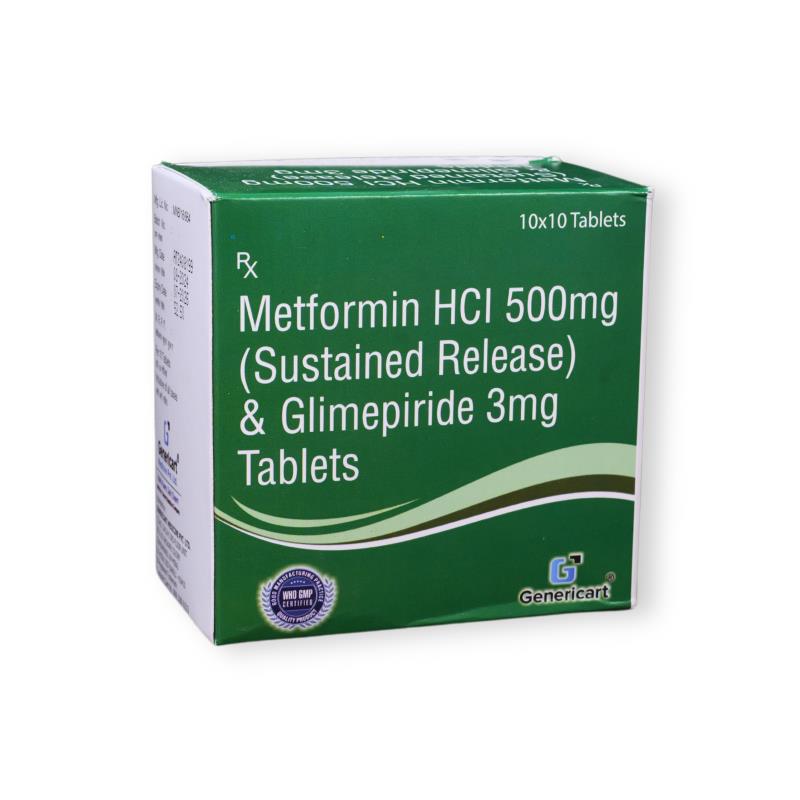 Glimepiride 3 Mg + Metformin Hydrochloride 500 Mg Sr