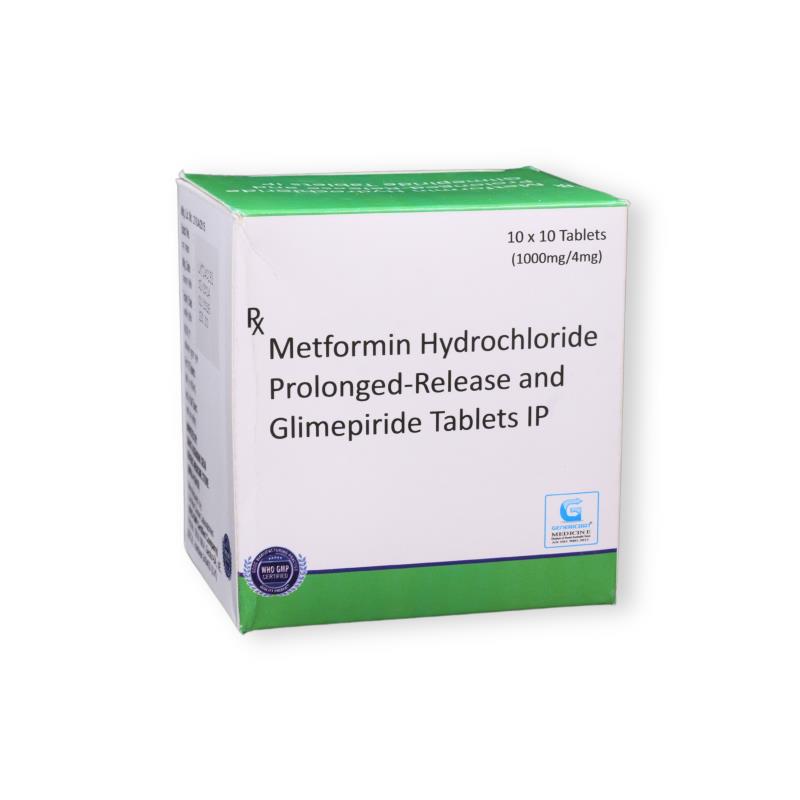 Glimepiride 4 Mg + Metformin Hydrochloride 1000 Mg Pr