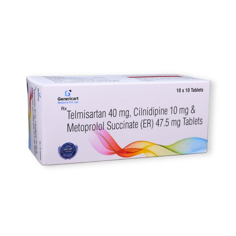 Telmisartan 40 Mg + Cilnidipine 10 Mg + Metoprolol Succinate (er) 47.50 Mg