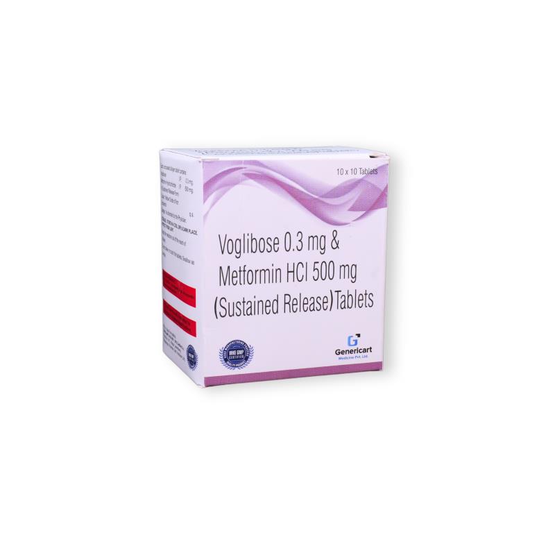 Voglibose 0.3 Mg + Metformin Hydrochloride 500 Mg Sr