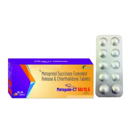 Metoprolol Succinate Extended Release 50 Mg + Chlorthalidone 12.5 Mg