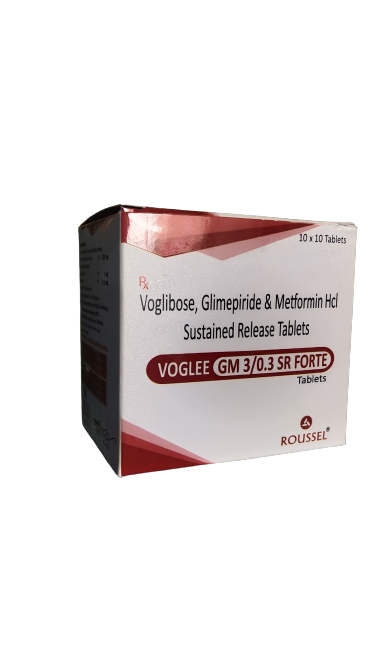 Voglibose 0.3 Mg + Glimepiride 3 Mg + Metformin Hcl 1000 Mg Sr