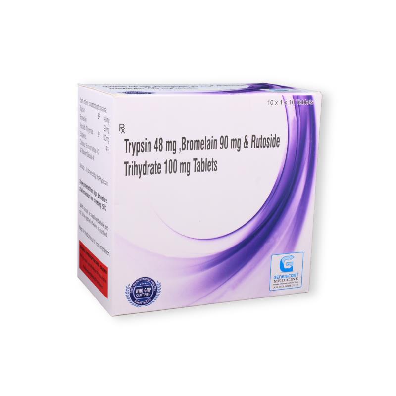 Trypsin 48 Mg + Bromelain 90 Mg + Rutoside Trihydrate 100 Mg