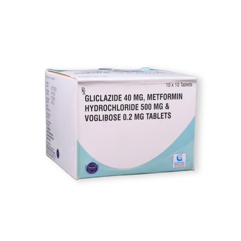Gliclazide 40 Mg + Metformin Hydrocloride 500 Mg + Voglibose 0.2 Mg