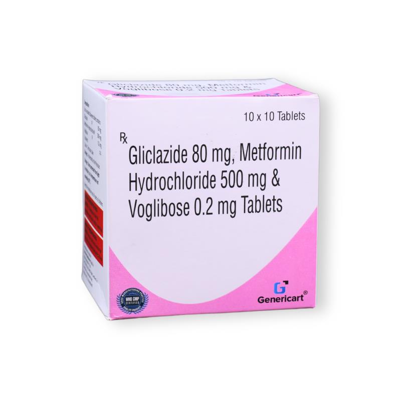 Gliclazide 80 Mg + Metformin Hydrocloride 500 Mg + Voglibose 0.2 Mg