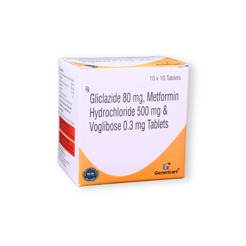 Gliclazide 80 Mg + Metformin Hydrocloride 500 Mg + Voglibose 0.3 Mg