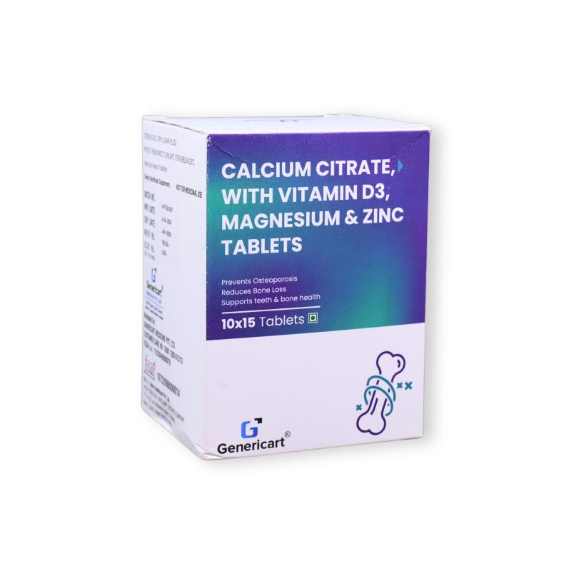 Calcium Citrate 1000 Mg + Vitamin D3 200 Iu + Magnesium 100 Mg + Zinc 4 Mg