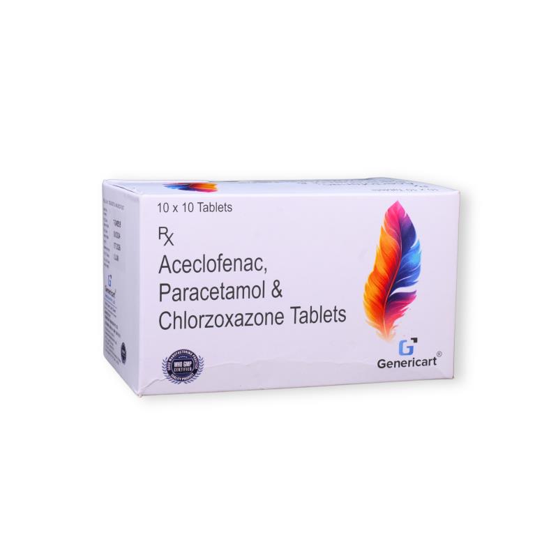 ACECLOFENAC 100 MG + PARACETAMOL 325 MG  + CHLORZOXAZONE 250 MG