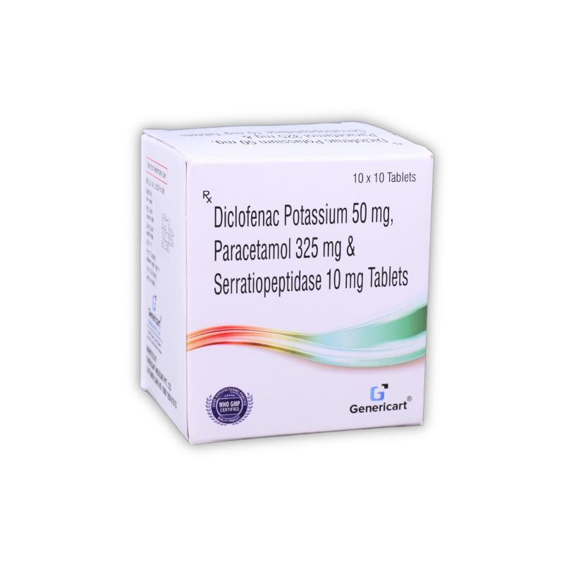 Diclofenac 50 Mg + Paracetamol 325 Mg + Serratiopeptidase 10 Mg
