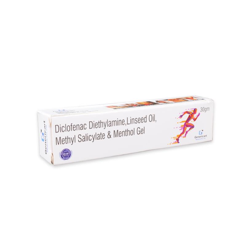 DICLOFENAC DIETHYLAMINE 1.16% W/W + LINSEED OIL 3% W/W + METHYL SALICYLATE 10% W/W + MENTHOL 0.5% W/W GEL BASE