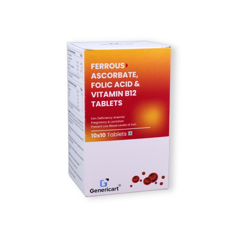 FERROUS ASCORBATE 100 MG +  FOLIC ACID 1.5 +  VITAMIN B12 5 MCG
