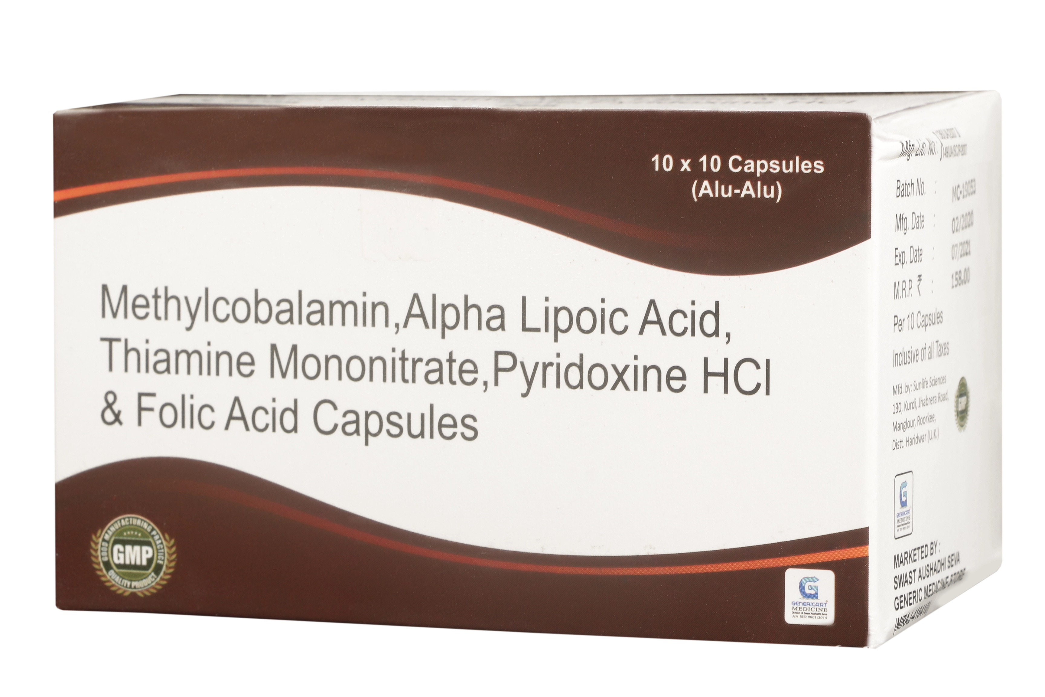 METHYLCOBALAMIN 1500 MCG +  ALPHA LIPOIC ACID 100 MG + FOLIC ACID 1.5 MG + THIAMINE MONONITRATE 10 MG +  PYRIDOXINE HYDROCHLORIDE 3 MG