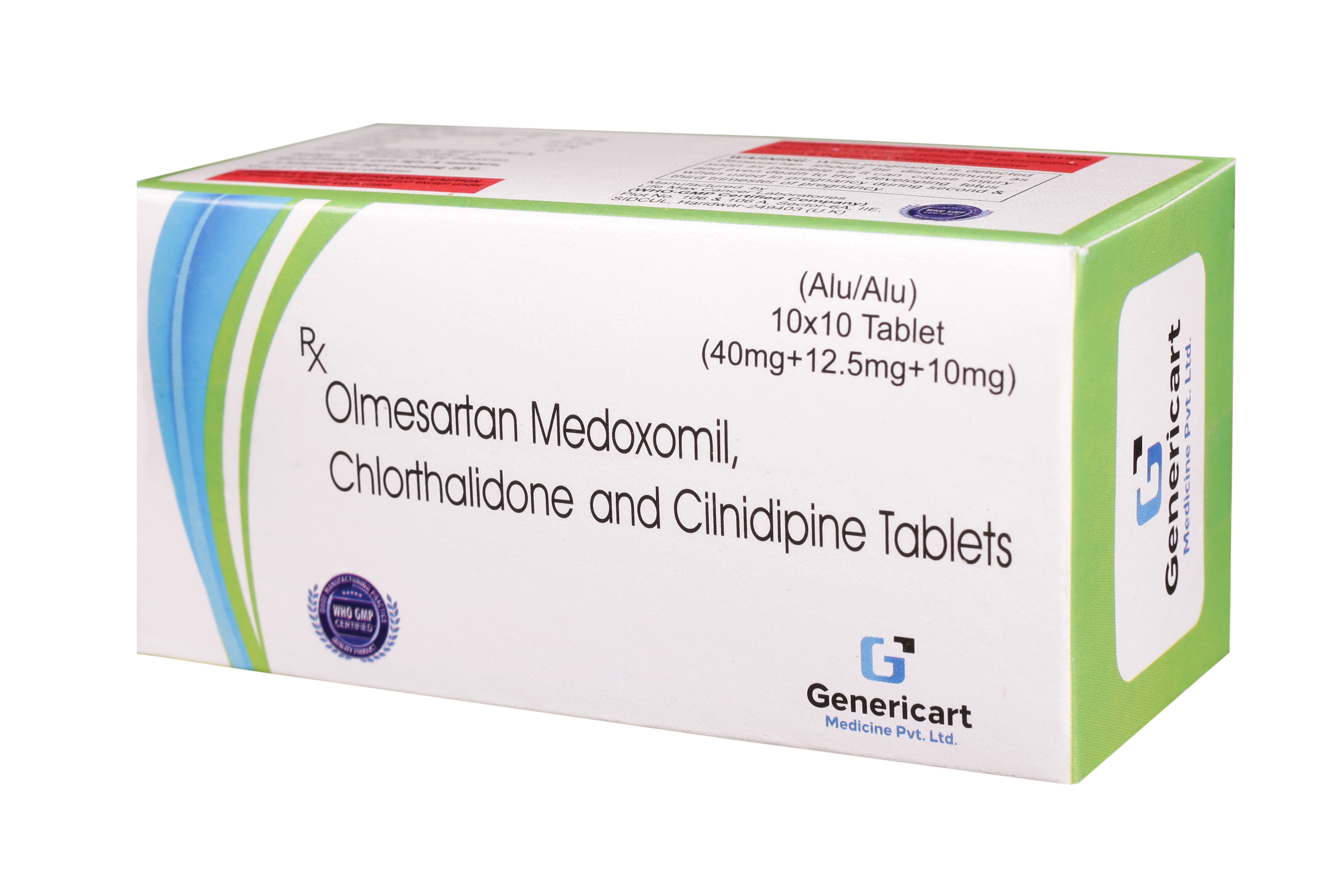 Olmesartan Medoxomil 40 Mg + Chlorthalidone 12.5 Mg  + Cilnidipine 10 Mg