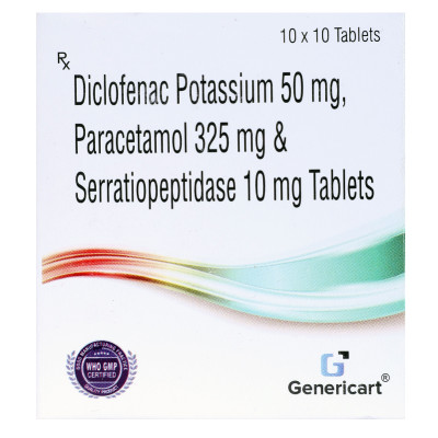 DICLOFENAC 50 MG + PARACETAMOL 325 MG + SERRATIOPEPTIDASE 10 MG TABLET