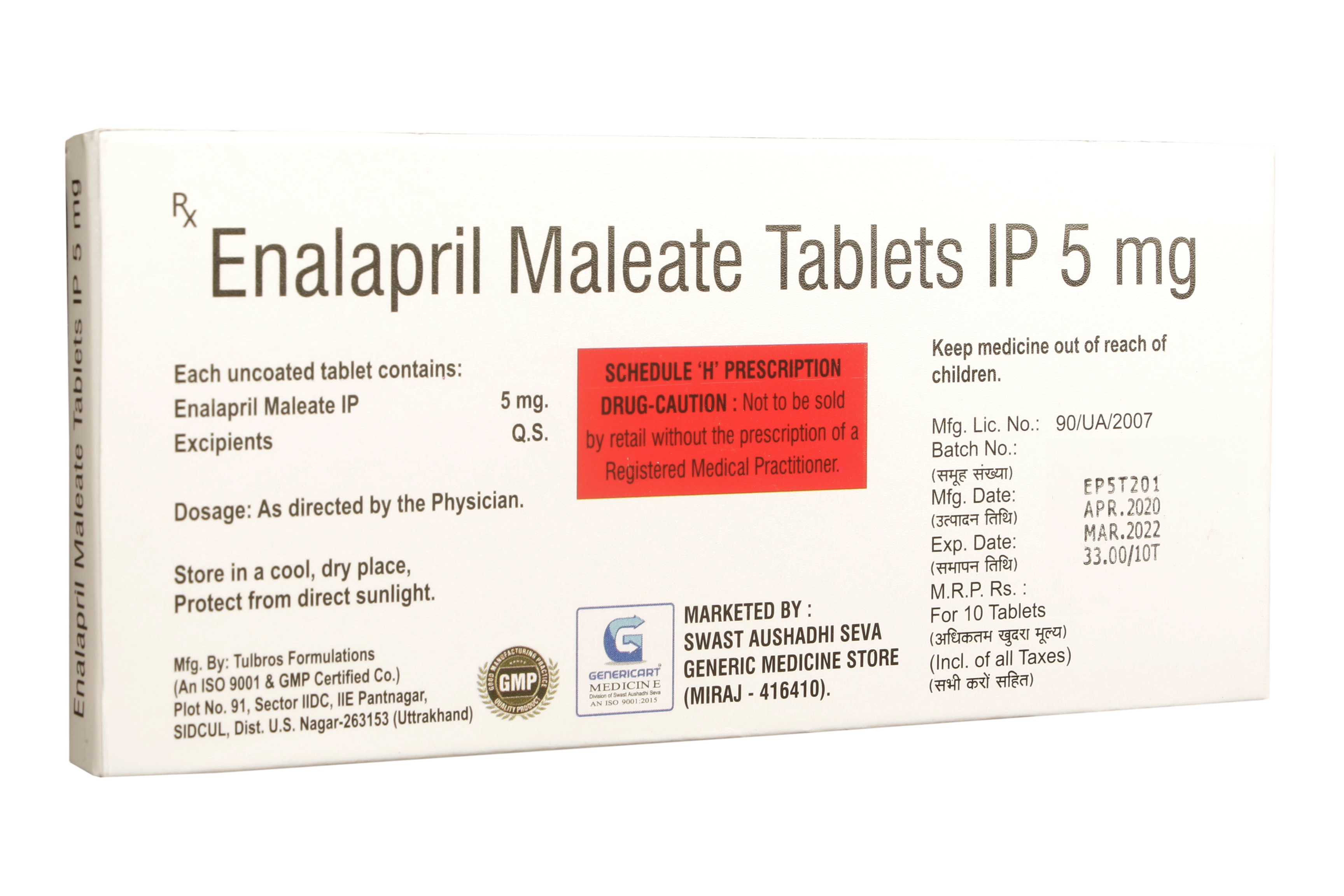 ENALAPRIL MALEATE 5 MG - Genericart Products