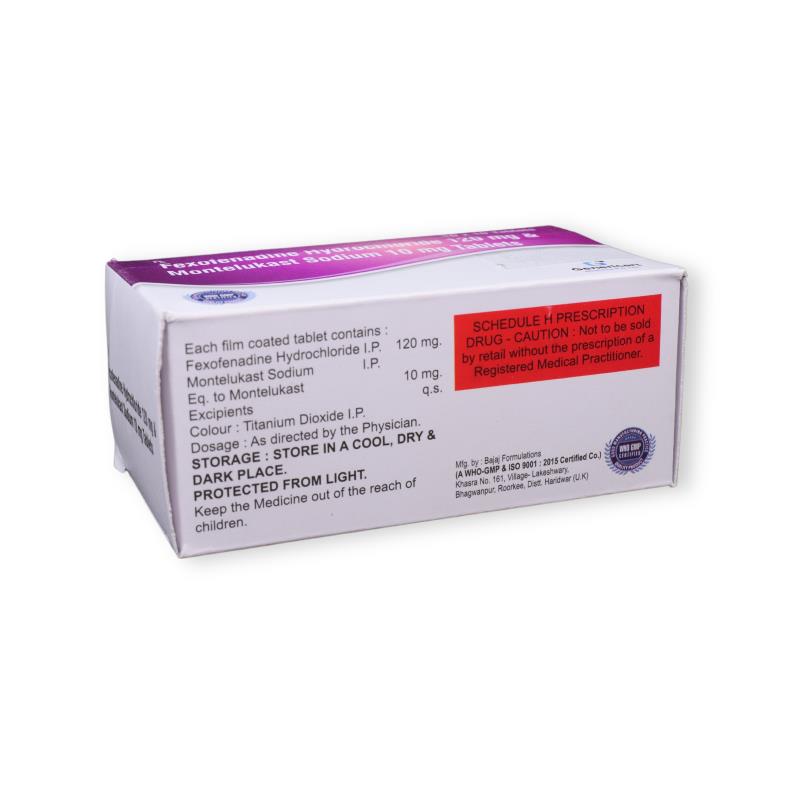 FEXOFENADINE HYDROCHLORIDE 120 MG + MONTELUKAST 10 MG - Genericart Products