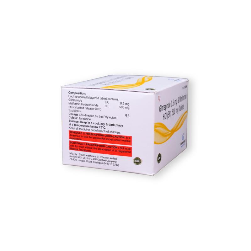 GLIMEPIRIDE 0.5 MG + METFORMIN HYDROCHLORIDE SR 500 MG - Genericart Products