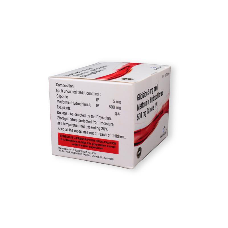 GLIPIZIDE 5 MG + METFORMIN HYDROCHLORIDE 500 MG - Genericart Products