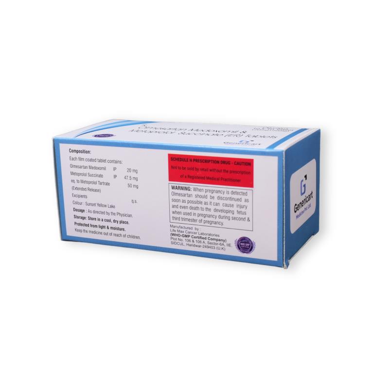 OLMESARTAN MEDOXOMIL 20 MG +  METOPROLOL SUCCINATE 50 MG (ER) - Genericart Products