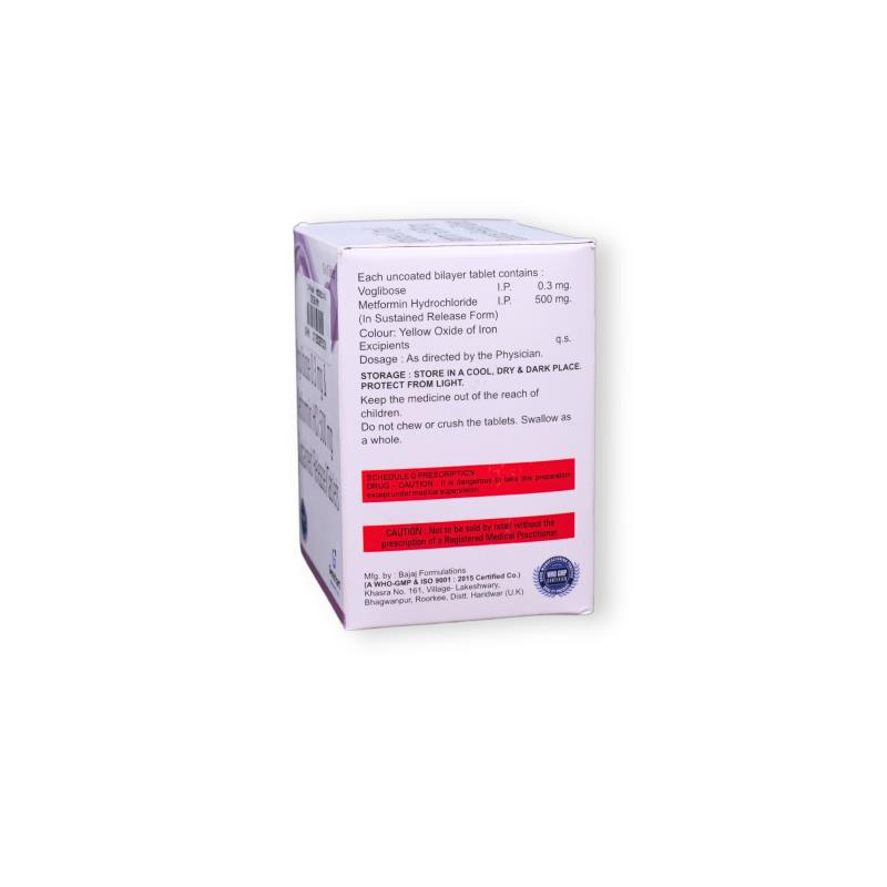 VOGLIBOSE 0.3 MG + METFORMIN HYDROCHLORIDE 500 MG SR - Genericart Products