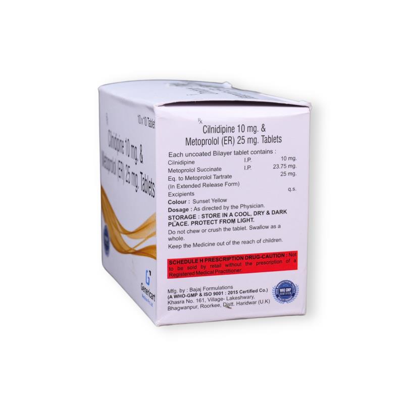 CILNIDIPINE 10 MG + METOPROLOL 25 MG ER - Genericart Products