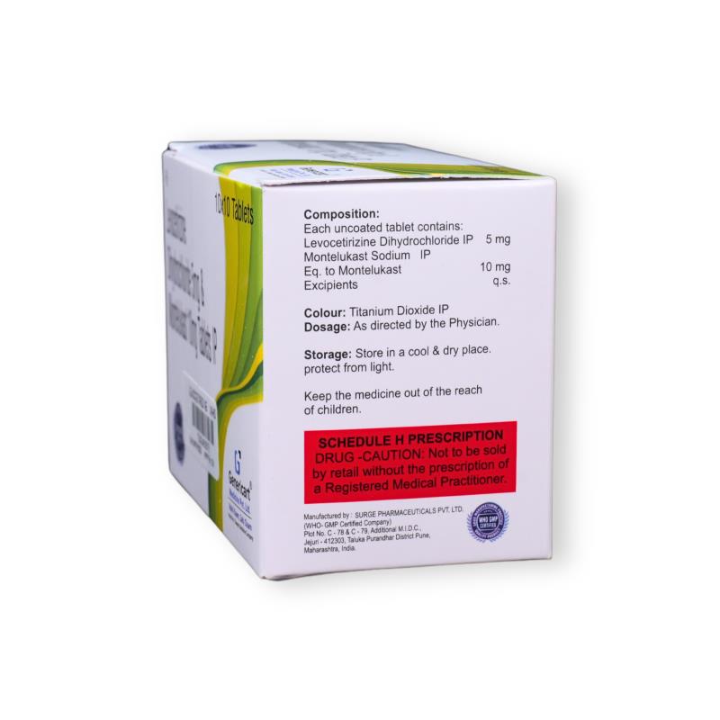 LEVOCETIRIZINE DIHYDROCHLORIDE 5 MG + MONTELUKAST 10 MG - Genericart Products