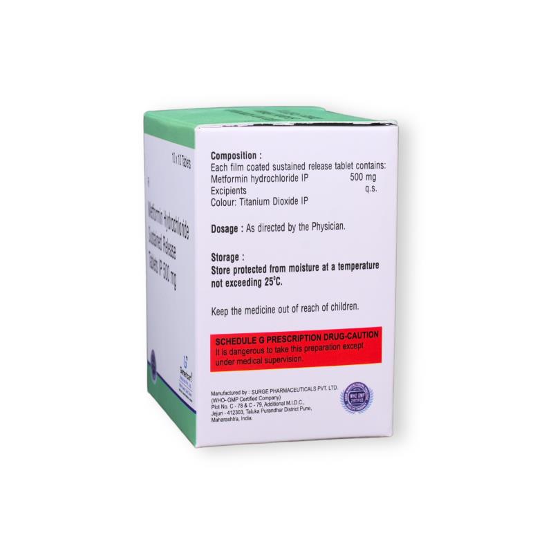 METFORMIN HYDROCHLORIDE 500 MG ( SR ) - Genericart Products