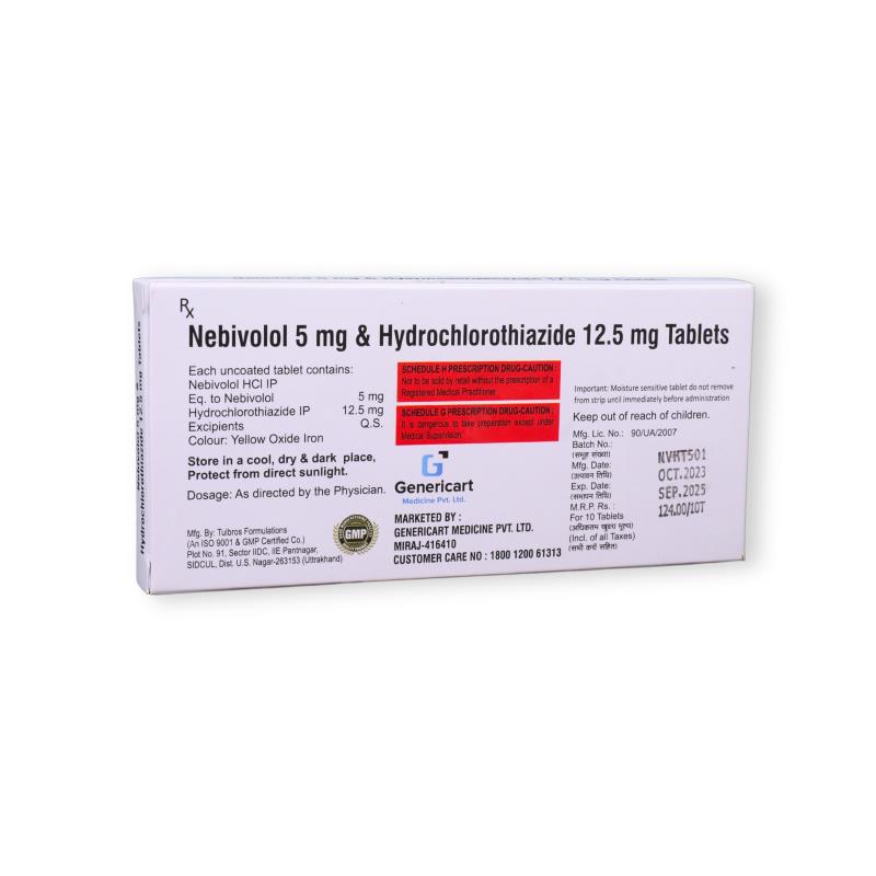 NEBIVOLOL 5 MG + HYDROCHLOROTHIAZIDE 12.5 MG - Genericart Products