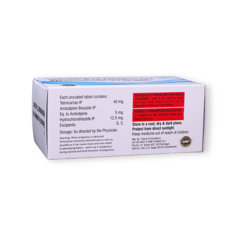 TELMISARTAN 40 MG  + AMLODIPINE 5 MG + HYDROCHLOROTHIAZIDE  12.5 MG - Genericart Products