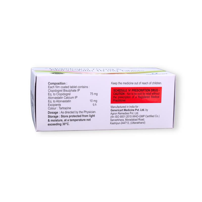 CLOPIDOGREL 75 MG + ATORVASTATIN 10 MG - Genericart Products