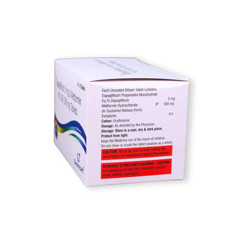 DAPAGLIFLOZIN 5 MG  + METFORMIN HYDROCHLORIDE 500 MG (SR) - Genericart Products