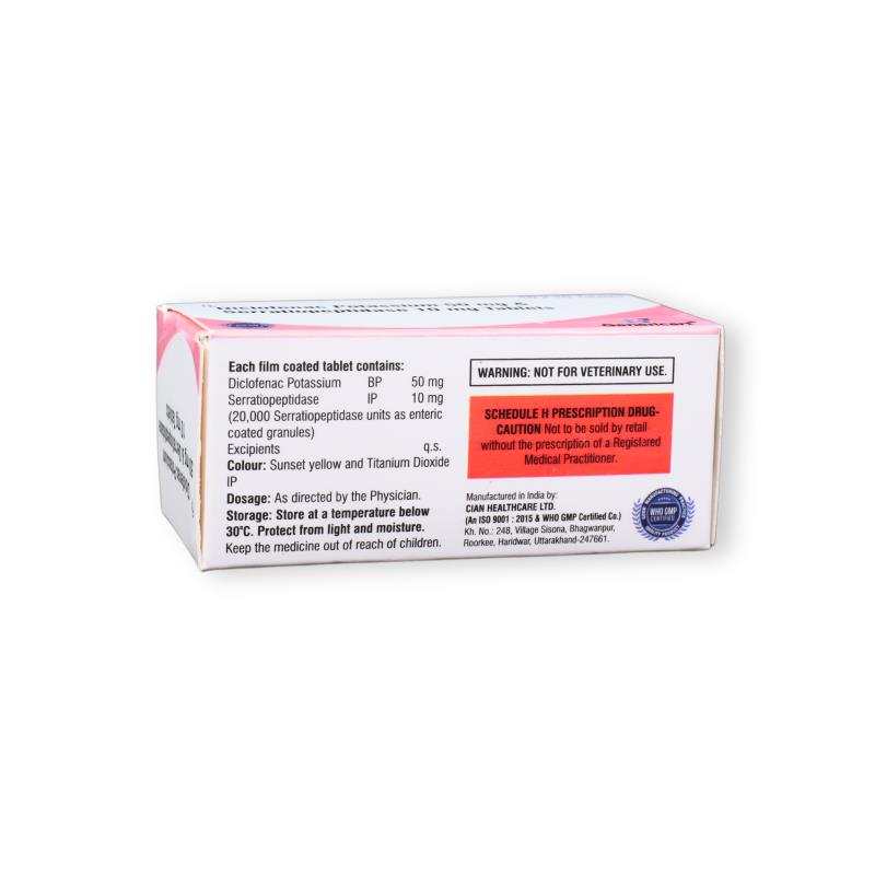 DICLOFENAC 50 MG + SERRATIOPEPTIDASE 10 MG - Genericart Products