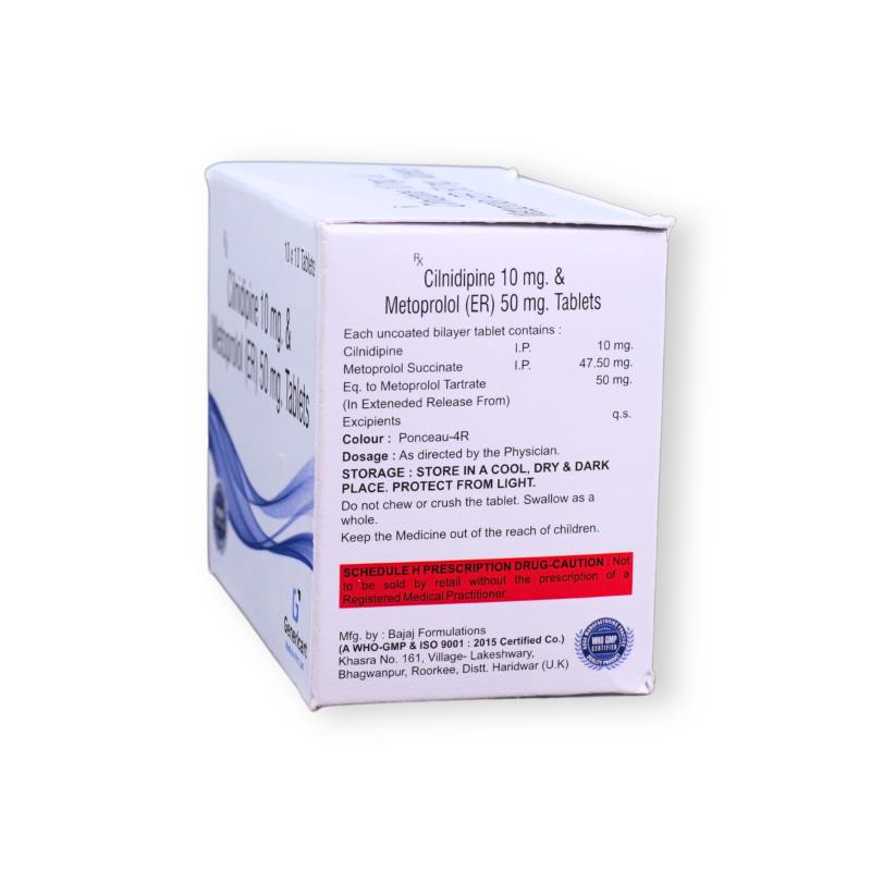 CILNIDIPINE 10 MG + METOPROLOL 50 MG ER - Genericart Products