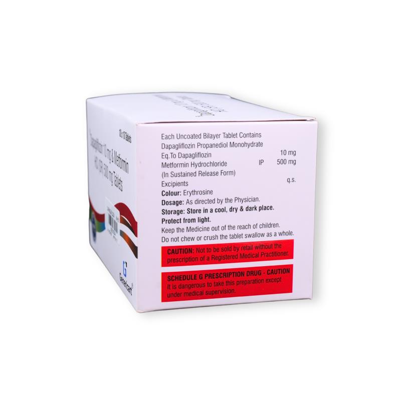 DAPAGLIFLOZIN 10 MG + METFORMIN HYDROCHLORIDE 500 MG (SR) - Genericart Products