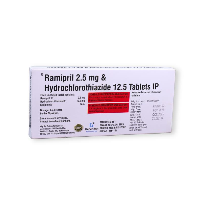 RAMIPRIL 2.5 MG + HYDROCHLOROTHIAZIDE 12.5 MG - Genericart Products