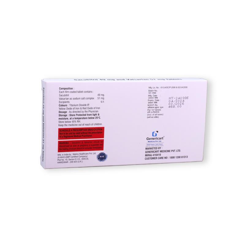 SACUBITRIL 49 MG + VALSARTAN 51 MG - Genericart Products