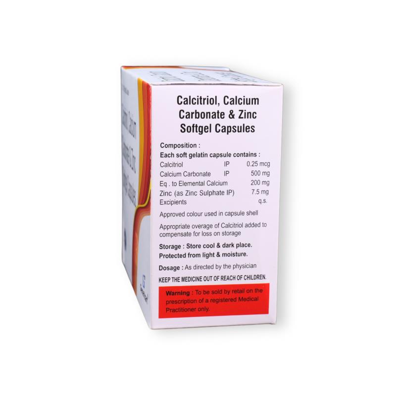 CALCIUM CARBONATE 500 MG + CALCITRIOL 0.25 MCG + ZINC SULPHATE MONOHYDRATE 7.5 MG - Genericart Products