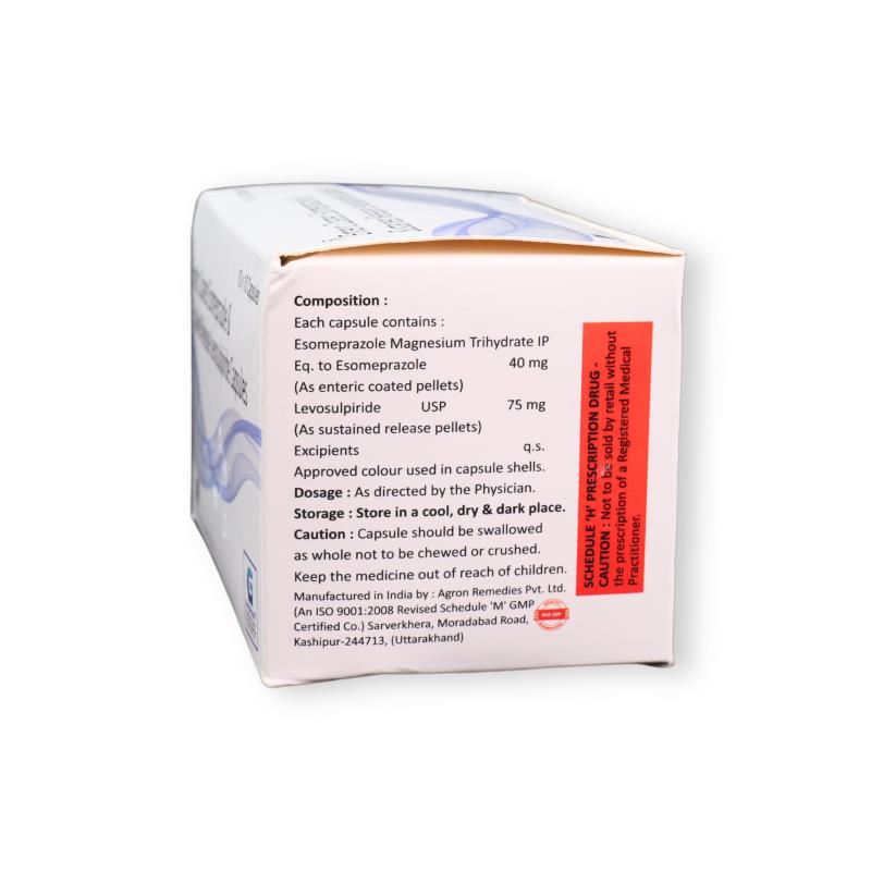 ESOMEPRAZOLE MAGNESIUM 40 MG + LEVOSULPIRIDE 75 MG SR - Genericart Products