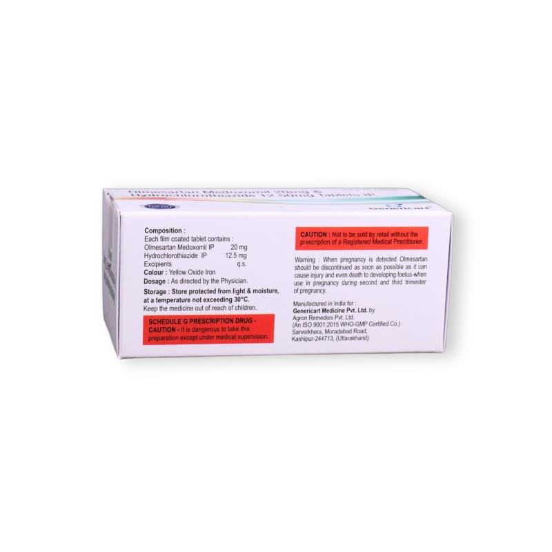 OLMESARTAN MEDOXOMIL 20 MG + HYDROCHLOROTHIAZIDE 12.50 MG - Genericart Products