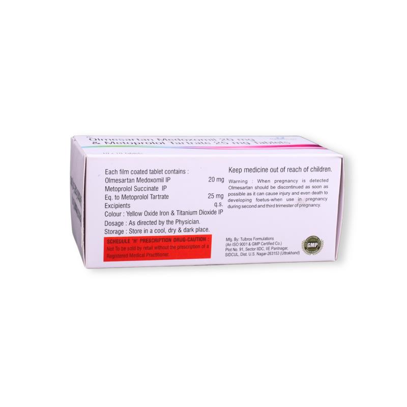 OLMESARTAN MEDOXOMIL 20 MG +  METOPROLOL TARTRATE 25 MG - Genericart Products