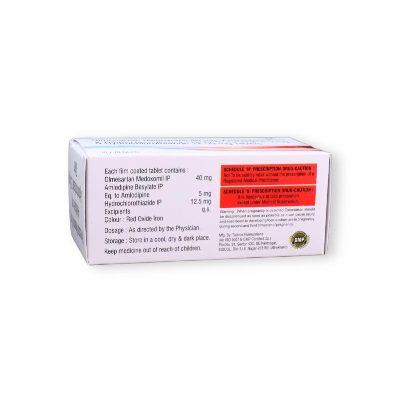 OLMESARTAN MEDOXOMIL 40 MG + AMLODIPINE 5 MG + HYDROCHLOROTHIAZIDE 12.50 MG - Genericart Products