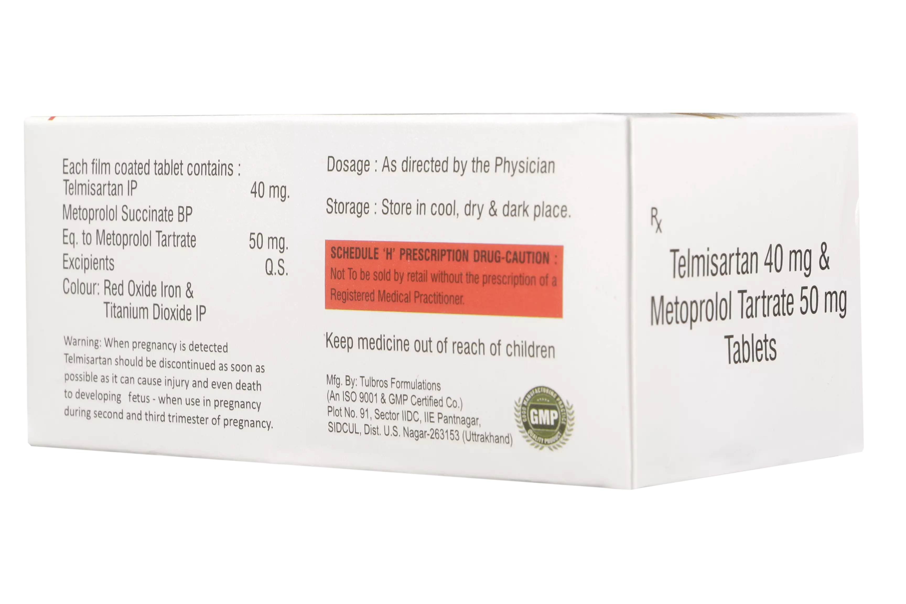 TELMISARTAN 40 MG + METOPROLOL TARTRATE 50 MG - Genericart Products