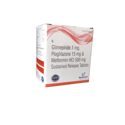 GLIMEPIRIDE 1 MG + PIOGLITAZONE 15 MG + METFORMIN HYDROCHLORIDE  500 MG SR