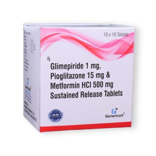 GLIMEPIRIDE 1 MG + PIOGLITAZONE 15 MG + METFORMIN HYDROCHLORIDE  500 MG SR