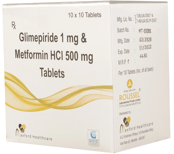GLIMEPIRIDE 1 MG + METFORMIN HYDROCHLORIDE 500 MG